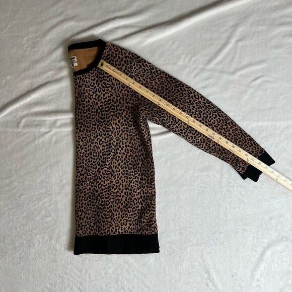 Lands End Womens Leopard Print Sweatshirt Size L Brown Black Multi Tone Classic - Picture 8 of 8
